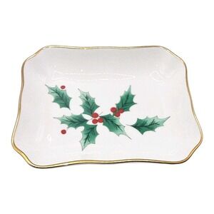 Mikasa Christmas‎ Pattern Holly Ribbon Small Chelsea Serving Tray 4.75" X 3.75"
